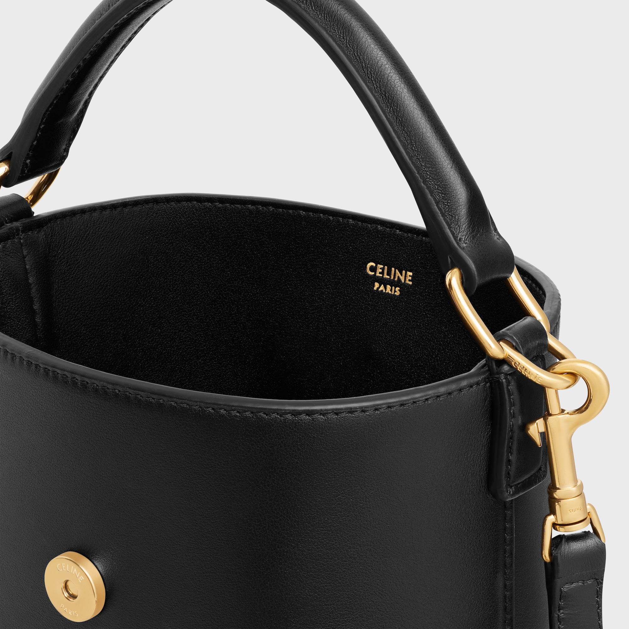 MINI BUCKET LOUISE IN SMOOTH CALFSKIN BLACK - Image 4